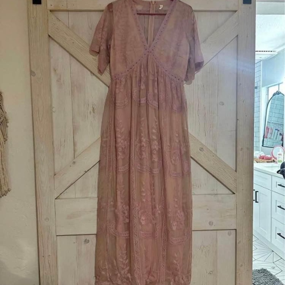 Pink blush maternity dress, color matched actual photos not model pics from web